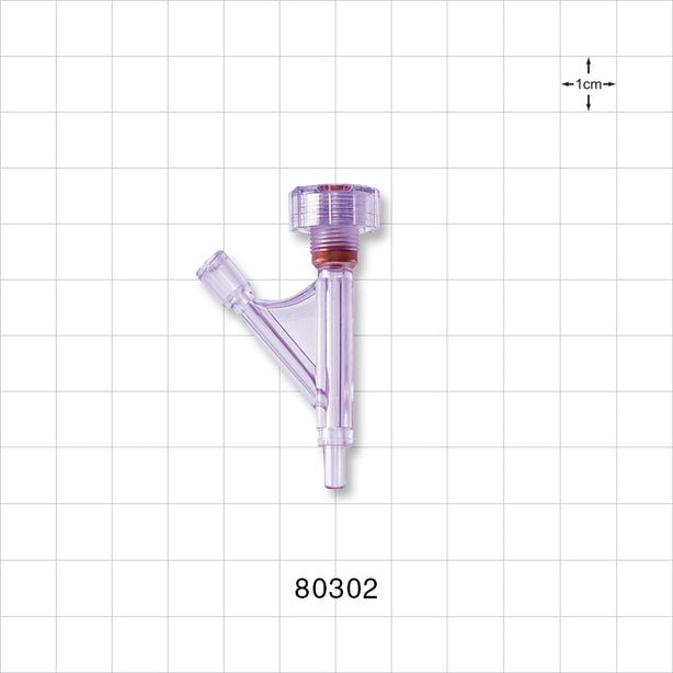 Hemostasis Valve Y Connector, Male Luer Slip, Female Luer Lock Sideport - 7 FR (0.091 inch, 2.3 mm) - 80302