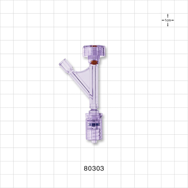 Hemostasis Valve Y Connector, Rotating Male Luer Lock, Female Luer Lock Sideport - 7 FR (0.091 inch, 2.3 mm) - 80303