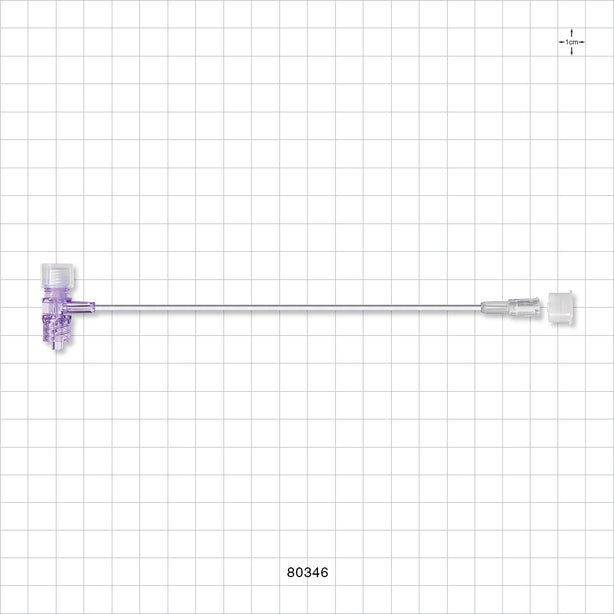 Extension Line, Tuohy Borst Adapter with Male Luer with Spin Lock to Female Luer Lock and Cap - 4 FR Gasket (0.053 inch, 1.35 mm); 0.06 inch ID Cap (1.5 mm); 6.5 inch Length (165 mm) - 80346