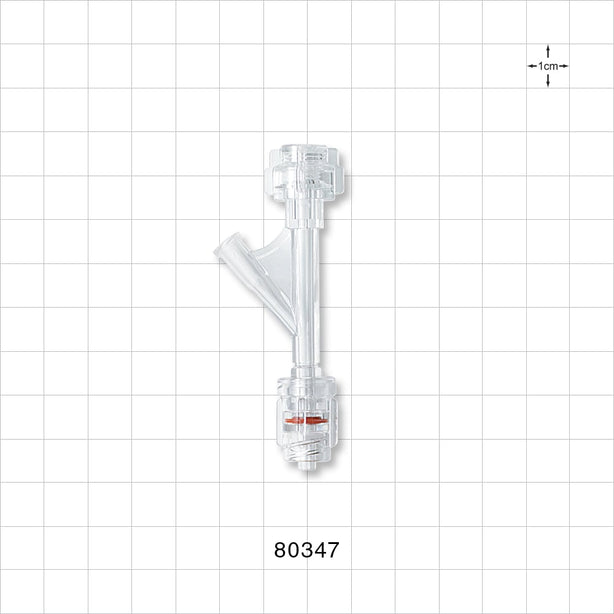 Hemostasis Valve Y Connector, Rotating Male Luer Lock, Female Luer Lock Sideport - 7.5 FR (0.1 inch, 2.54 mm) - 80347