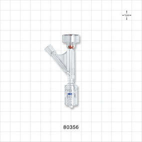 Hemostasis Valve Y Connector, Rotating Male Luer Lock, Female Luer Lock Sideport - 6 FR (0.078 inch, 2 mm) - 80356