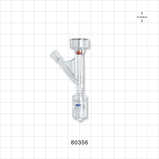 Hemostasis Valve Y Connector, Rotating Male Luer Lock, Female Luer Lock Sideport - 6 FR (0.078 inch, 2 mm) - 80356