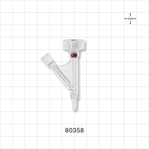 Hemostasis Valve Y Connector, Male Luer Slip, Female Luer Lock Sideport - 6 FR (0.078 inch, 2 mm) - 80358
