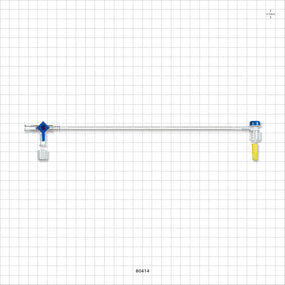 Extension Line, Hemostasis Valve with Male Luer Lock & Female Cap to 3-Way Stopcock & Male Luer Cap - 0 FR - 8 FR (0 inch - 0.105 inch, 0 mm - 2.7 mm); 10 inch Length (254 mm) - 80414