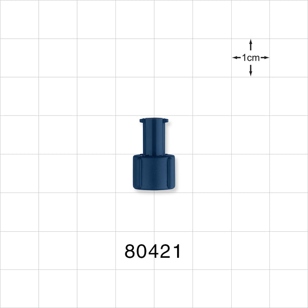 Tuohy Borst Adapter Cap, Female Luer Lock, Blue - 0.12 inch Thru Hole (3 mm) - 80421