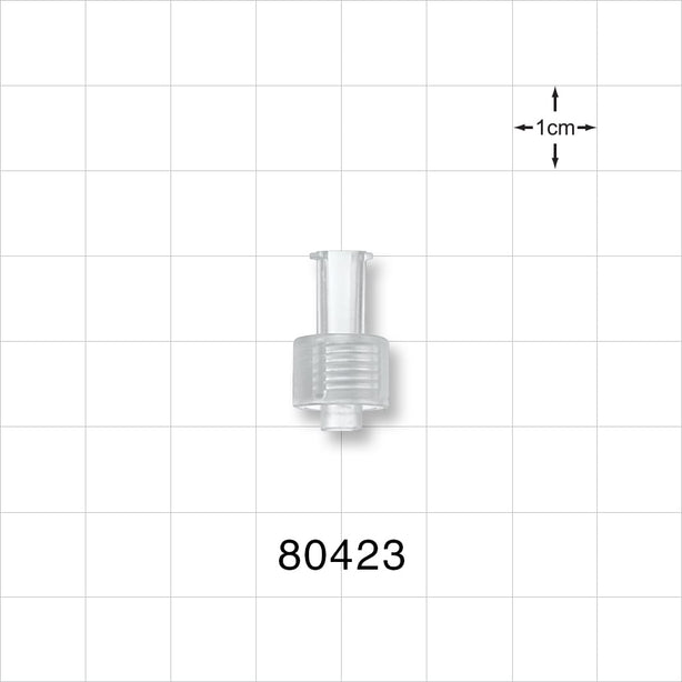 Tuohy Borst Adapter Cap, Female Luer Lock with Probe Extension, Clear - 0.112 inch Thru Hole (2.8 mm) - 80423