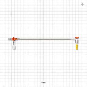 Extension Line, Hemostasis Valve with Male Luer Lock & Female Cap to 3-Way Stopcock & Male Luer Cap - 0 FR - 8 FR (0 inch - 0.105 inch, 0 mm - 2.7 mm); 10 inch Length (254 mm) - 80451