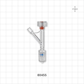 Hemostasis Valve Y Connector, Male Luer Lock, Female Luer Lock Sideport - 7 FR (0.098 inch, 2.3 mm) - 80455