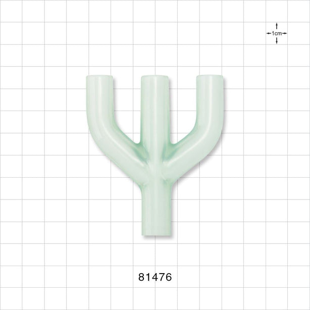 Y Connector, 4-Way, Parallel, Tubing Ports, Natural - 11/32 inch ID (0.343 inch, 8.71 mm)) - 81476