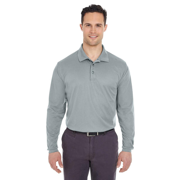 Ultraclub UltraClub Men's Cool & Dry Mesh Pique Polo Shirt 8210LS SILVER 2XL 1.0 Each-MDL-8210LSSLV2XL