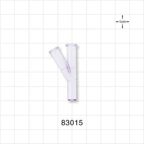 Y Connector, 2 Female Luer Locks, Tubing Port, Clear - 0.118 inch ID Tubing Port (3 mm) - 83015