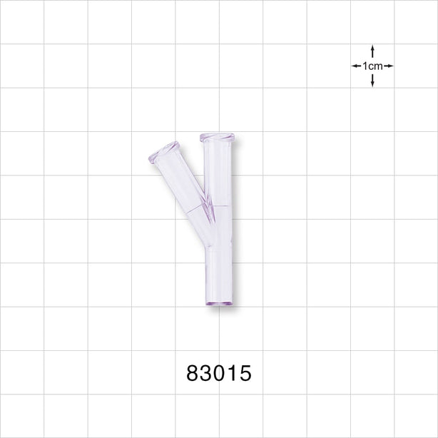 Y Connector, 2 Female Luer Locks, Tubing Port, Clear - 0.118 inch ID Tubing Port (3 mm) - 83015