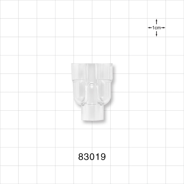 Y Connector, Parallel, Tubing Ports, Natural - 0.355 inch ID (9.02 mm); 1/4 inch Thru Hole (0.25 inch, 6.35 mm) 0.079 inch ID (2.01 mm) - 83019