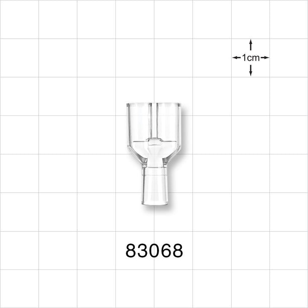 Y Connector, Parallel, Tubing Ports, Clear - 0.205 inch - 0.212 inch ID (5.21 mm - 5.38 mm) - 83068