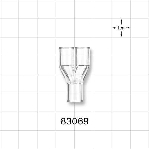 Y Connector, Parallel, Tubing Ports, Clear - 0.25 inch - 0.258 inch ID (6.3 mm - 6.55 mm) - 83069