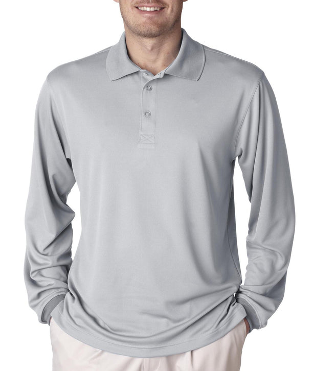 ULTRACLUB UltraClub Men's Cool and Dry Long-Sleeved Performance Polo 8405LS 1 Each - MDL-8405LSGRYM