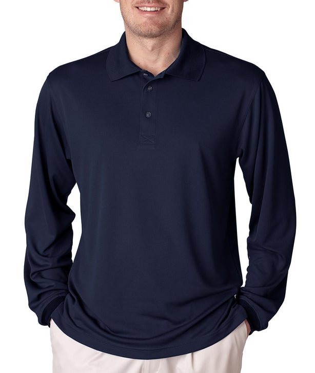 ULTRACLUB UltraClub Men's Cool and Dry Long-Sleeved Performance Polo 8405LS 1 Each - MDL-8405LSNVYS