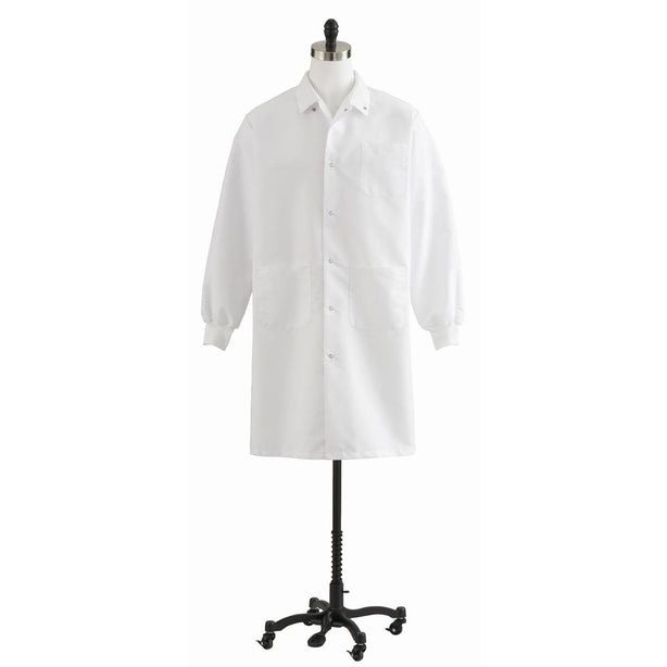 Unisex Knee-Length Lab Coat, White, Size 3XL, Medline Knit Cuff Knee Length - 87026QHWXXXL - 1 Each