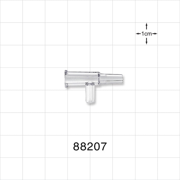 T Connector, Female Luer Lock, Male Luer Slip, Tubing Port - 0.086 inch ID / 0.165 inch OD Port (2.18 mm/4.19 mm) - 88207
