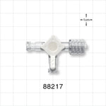3-Way Stopcock, 2 Female Luer Locks, Swivel Male Luer Lock - 0.106 inch Thru Hole (2.69 mm); 50 psi - 88217