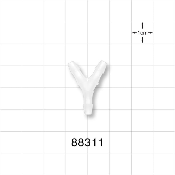Y Connector, Barbed, Natural - Fits 1/8 inch ID Tubing (0.125 inch, 3.18 mm) - 88311