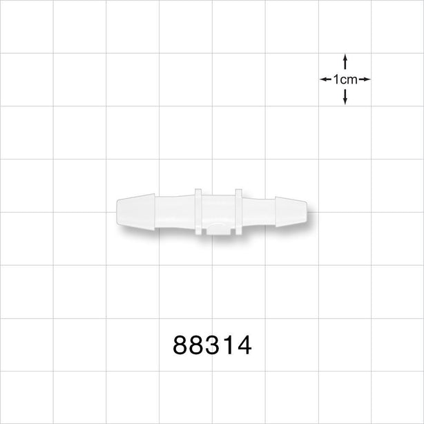 Straight Connector, Reducer, Barbed, Natural - Fits 3/16 inch x 5/32 inch ID Tubing (0.188 inch x 0.156 inch, 4.76 mm x 3.97 mm) - 88314