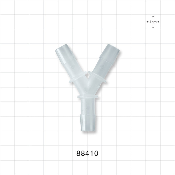 Y Connector, Barbed, Natural - Fits 3/8 inch ID Tubing (0.375 inch, 9.53 mm) - 88410
