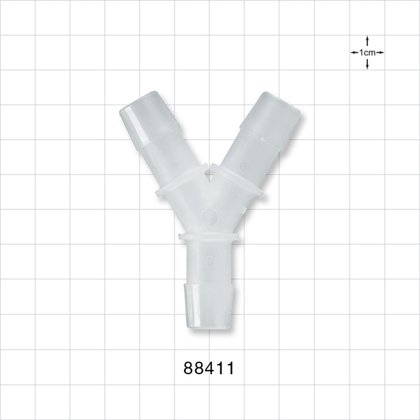Y Connector, Barbed, Natural - Fits 1/2 inch ID Tubing (0.5 inch, 12.7 mm) - 88411