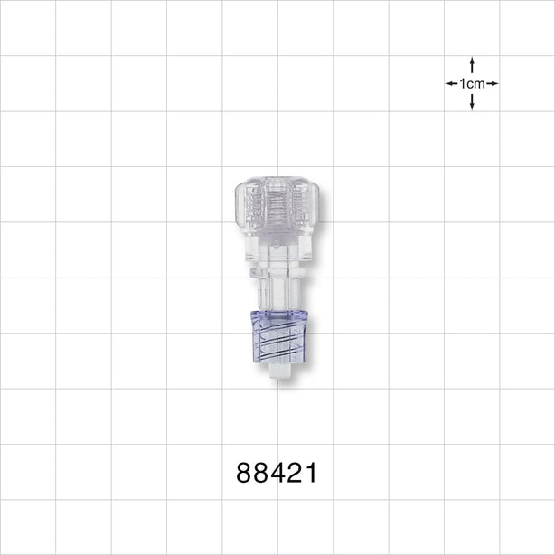 Hemostasis Valve Straight Connector, Male Luer Spin Lock - 0 FR - 9 FR (0 inch - 0.118 inch, 0 mm - 3 mm) - 88421