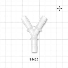 Y Connector, Barbed, Natural - Fits 3/8 inch ID Tubing (0.375 inch, 9.53 mm) - 88425