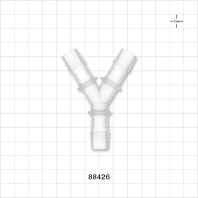 Y Connector, Barbed, Natural - Fits 1/2 inch ID Tubing (0.5 inch, 12.7 mm) - 88426
