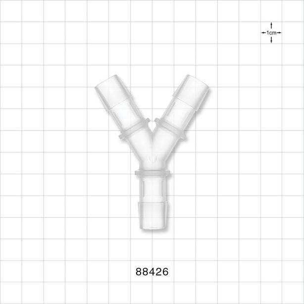 Y Connector, Barbed, Natural - Fits 1/2 inch ID Tubing (0.5 inch, 12.7 mm) - 88426