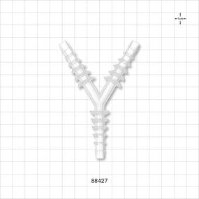 Y Connector, Reducer, Barbed, Natural - Fits 1/4 inch - 9/14 inch ID Tubing (0.25 inch - 0.642 inch, 6.35 mm - 16.31 mm) - 88427