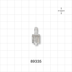 Male Luer w/Spin Lock, Barbed, Clear - Fits 1/8 inch ID Tubing (0.125 inch, 3.18 mm) - 89335