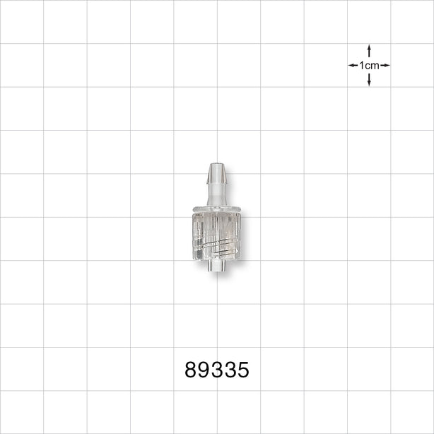 Male Luer w/Spin Lock, Barbed, Clear - Fits 1/8 inch ID Tubing (0.125 inch, 3.18 mm) - 89335