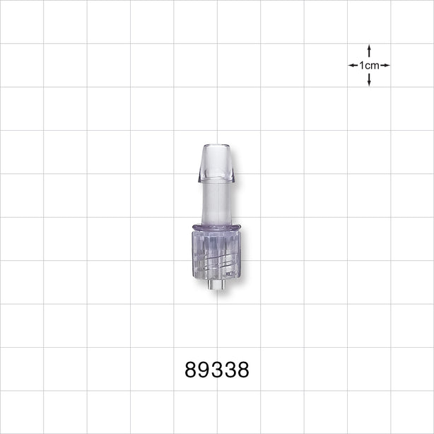 Male Luer w/Spin Lock, Barbed, Clear - Fits 1/4 inch ID Tubing (0.25 inch, 6.35 mm) - 89338
