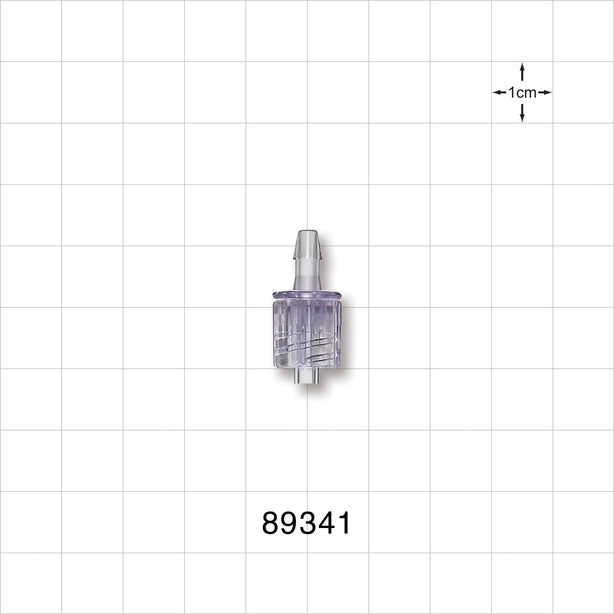Male Luer w/Spin Lock, Barbed, Clear - Fits 1/8 inch ID Tubing (0.125 inch, 3.18 mm) - 89341