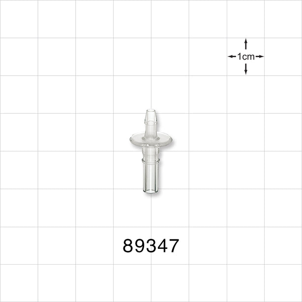 Male Luer Slip, Barbed, Clear - Fits 3/32 inch ID Tubing (0.094 inch, 2.38 mm) - 89347
