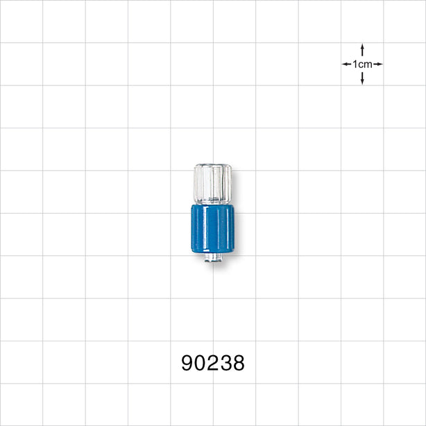 Male Luer w/Blue Spin Lock, Tubing Port, Clear - 0.197 inch - 0.185 inch ID (5.00 mm - 4.7 mm) - 90238