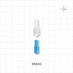 Male Luer w/Spin Lock, Tubing Port, Clear w/Blue Vented Cap - 0.152 inch - 0.135 inch ID (3.86 mm - 3.43 mm) - 90243