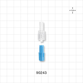 Male Luer w/Spin Lock, Tubing Port, Clear w/Blue Vented Cap - 0.152 inch - 0.135 inch ID (3.86 mm - 3.43 mm) - 90243