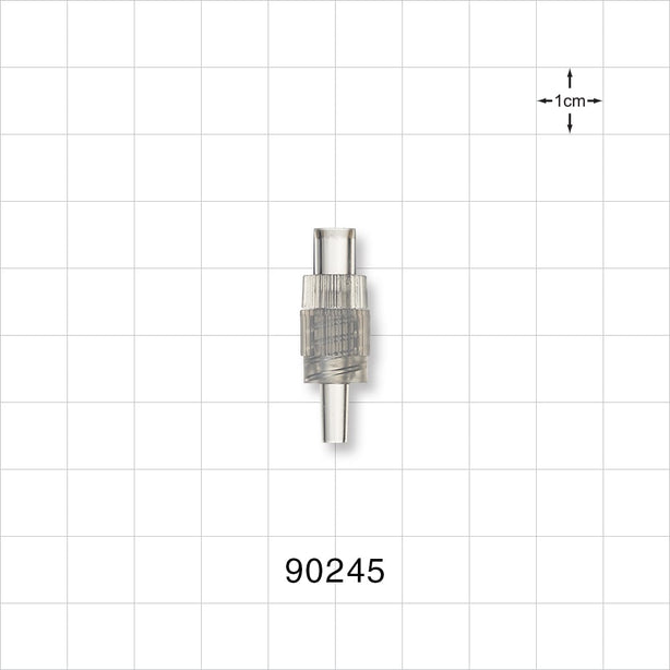 Male Luer w/Spin Lock, tubing Port, Clear - 0.157 inch - 0.15 inch ID/0.25 inch - 0.254 inch OD (3.99 mm - 3.81 mm/6.35 mm - 6.45 mm) - 90245