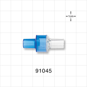 High-Flow Check Valve, Blue Inlet, Clear Outlet - Both Ports 0.256 inch ID/0.366 inch OD (6.5 mm/9.3 mm); <1 psi CP - 91045