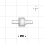 High-Flow Check Valve, Barbed - Fits 1/4 inch ID Tubing (0.25 inch; 6.35 mm); 0.075 psi CP - 91050