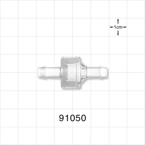 High-Flow Check Valve, Barbed - Fits 1/4 inch ID Tubing (0.25 inch; 6.35 mm); 0.075 psi CP - 91050