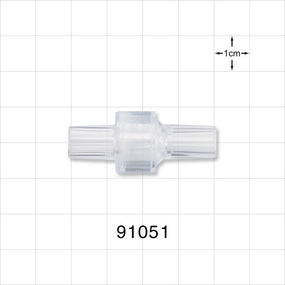 High-Flow Check Valve, Tubing Port Inlet, Tubing Port Outlet - Fits 1/4 inch OD Tubing (0.25 inch, 6.35 mm); 0.0696 psi CP - 91051