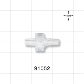 High-Flow Check Valve, Tubing Port Inlet, Tubing Port Outlet - Fits 1/8 inch OD Tubing (0.125 inch, 3.18 mm); 0.029 psi CP - 91052