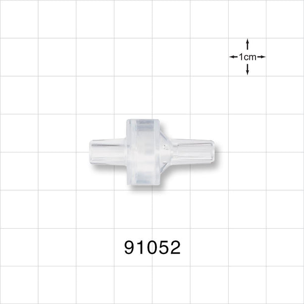 High-Flow Check Valve, Tubing Port Inlet, Tubing Port Outlet - Fits 1/8 inch OD Tubing (0.125 inch, 3.18 mm); 0.029 psi CP - 91052