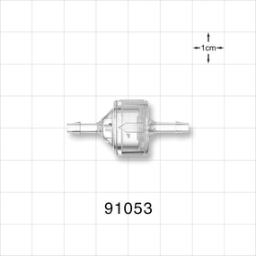 High-Flow Check Valve, Barbed - Fits 1/8 inch ID Tubing (0.125 inch, 3.18 mm); 0.0612 psi CP - 91053