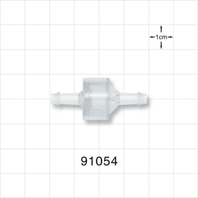 High-Flow Check Valve, Barbed - Fits 3/16 inch ID Tubing (0.188 inch, 4.76 mm); 0.055 psi CP - 91054